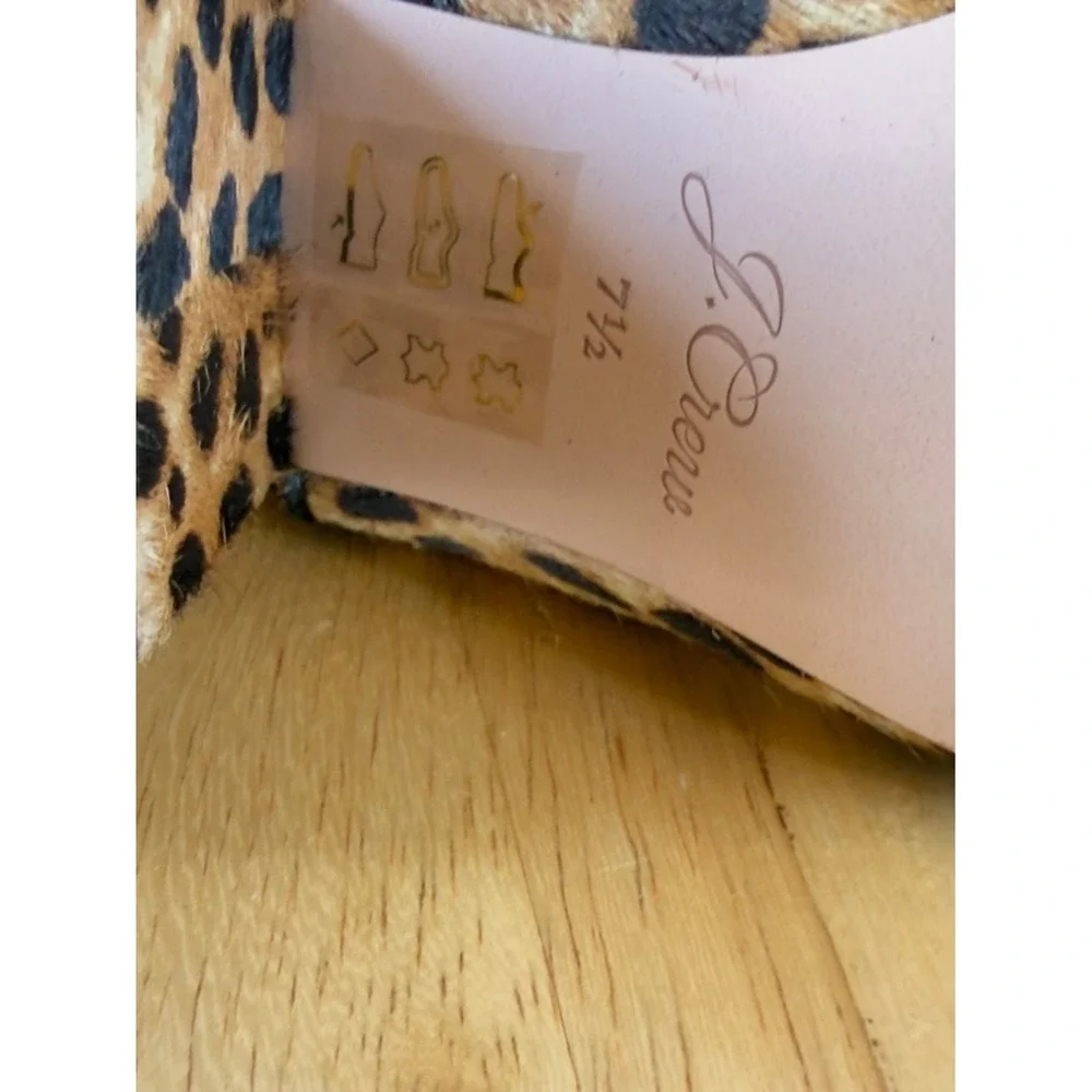 J.Crew Leopard‎ Calf Hair Ankle Boots Block Heel Booties 7.5sz